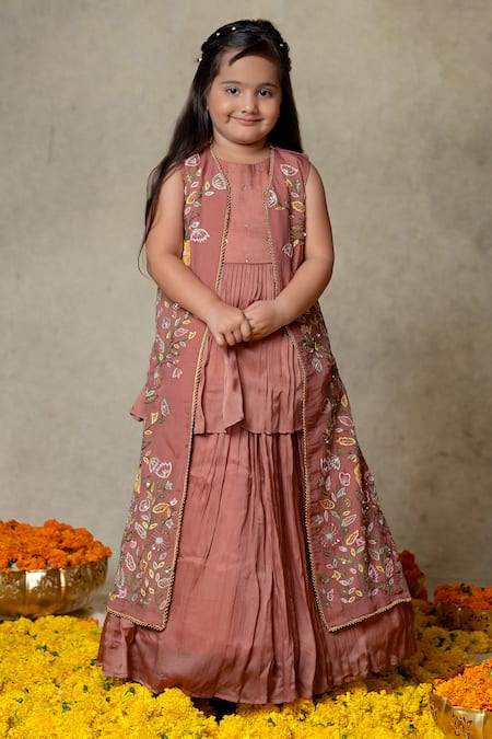 Vivedkids Floral Embroidered Jacket Lehenga Set 