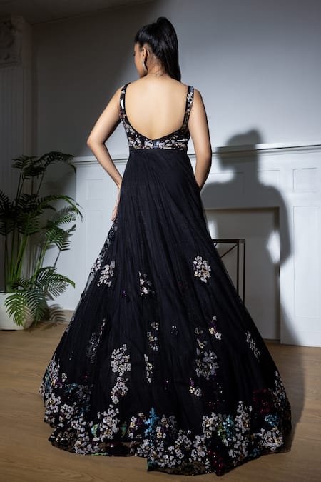 Meenagurnam Sequin Embroidered Flared Gown 