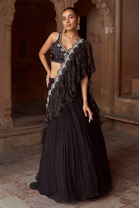 Sonal Pasrija Cutwork Gathered Lehenga Set 