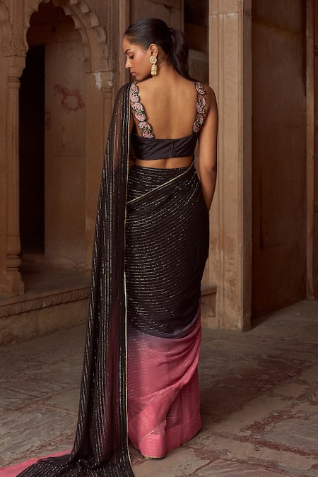 Sonal Pasrija Ombre Pre-Draped Saree With Blouse 