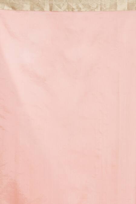 Mint N Oranges_Peach Silk Blossom Handwoven Pure Banarasi Saree With Running Blouse Piece_at_Aza_Fashions