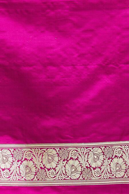 Mint N Oranges_Ambrosia Jaal Handwoven Pure Banarasi Saree With Unstitched Blouse Fabric _at_Aza_Fashions