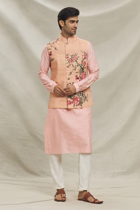 Arihant Rai Sinha Floral Blossom Print Bundi Kurta Set 