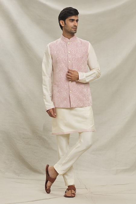 Arihant Rai Sinha Floral Mandala Embroidered Bundi Kurta Set 