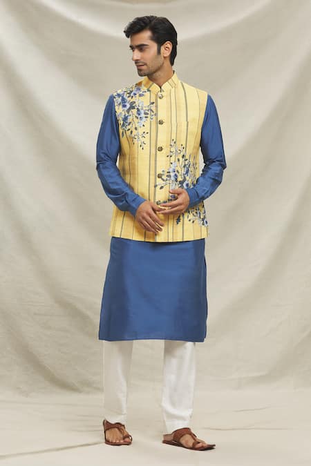 Arihant Rai Sinha Flower Vine Print Bundi Kurta Set 