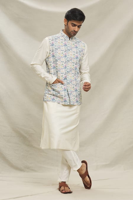 Arihant Rai Sinha Floral Print Bundi Kurta Set 