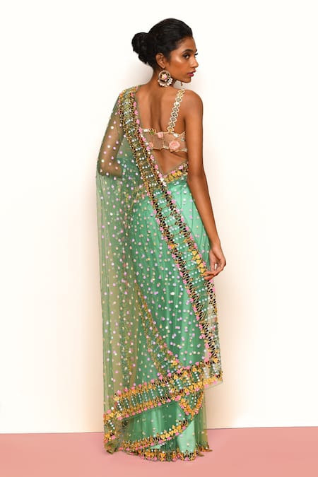 Papa Don't Preach Vivien Sequin Applique Work Pre-Stitched Saree With Blouse 