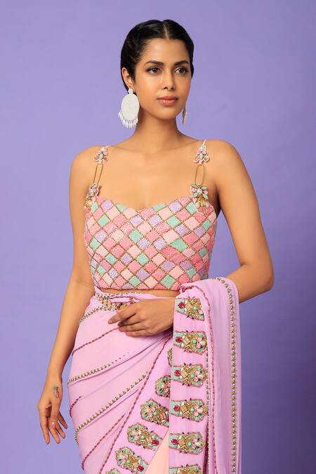 Papa Don't Preach Keeping My Tabs Embellished Pre-Stitched Saree With Blouse 