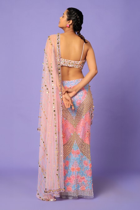Papa Don't Preach It Girl Icy You See Me Embellished Pre-Stitched Saree With Bralette 