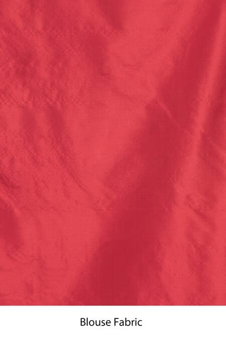 Mint N Oranges_Red Silk Handwoven Chand Buta Pure Banarasi Saree With Running Blouse Piece_at_Aza_Fashions