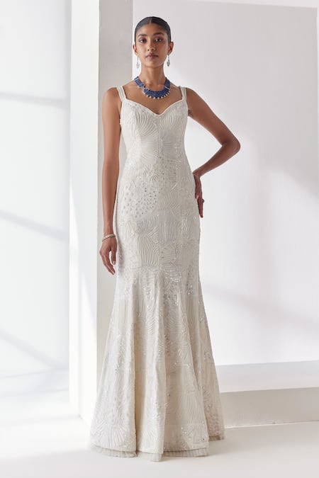 Mishru Celine Lily Meadow Embellished Mermaid Gown 
