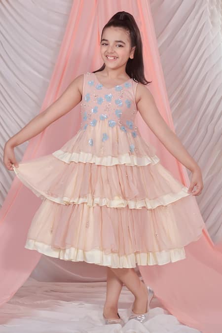 LITTLEENS Alessia 3D Iris Sequin Fleur Embellished Dress 