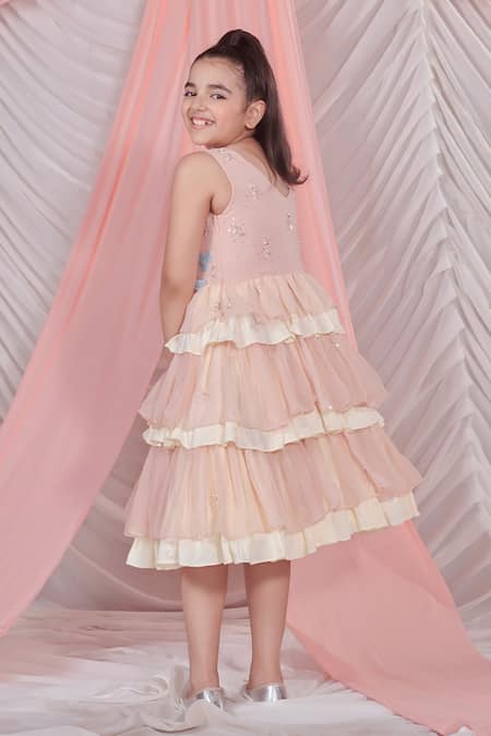 Littleens Alessia 3D Iris Sequin Fleur Embellished Dress 