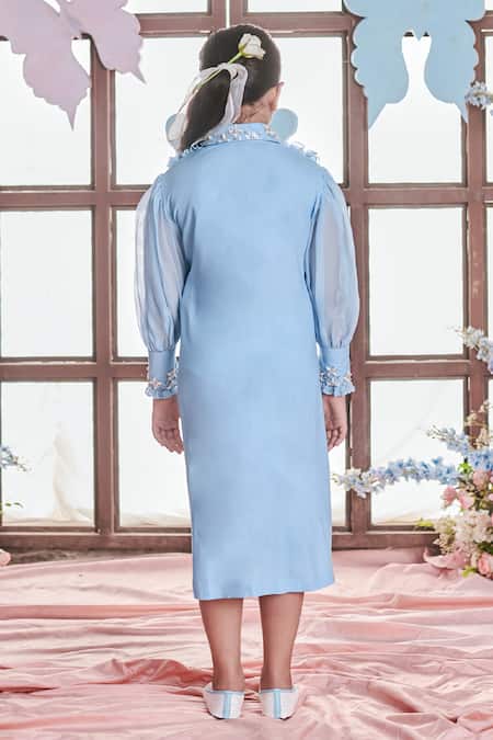 Littleens Crystal Blue Peasant Sleeve Shirt Dress 