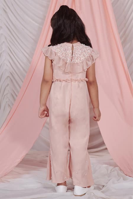 Littleens Mia Ruffle Jumpsuit With Sequin Pearl Embellished Cape 