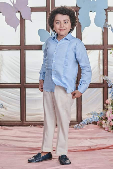 LITTLEENS Marco Pintucked Button Down Shirt 