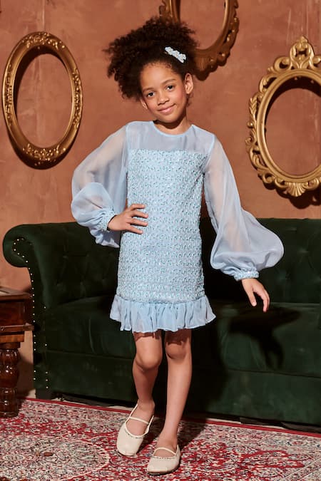 Girls blue cheap sequin dress