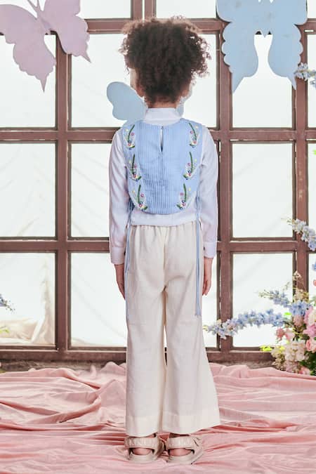 Littleens Gaia Thread Work Pintucked Bib Bell Bottom Set 