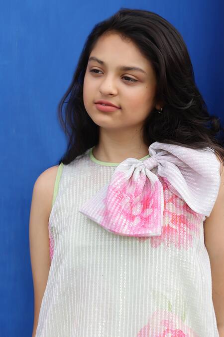 Shop_Janyas Closet_Green Silk Embroidery, Sequins Lulu Dress_Online_at_Aza_Fashions