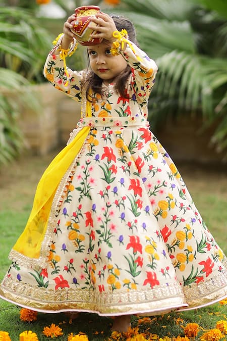 Janyas Closet Autumn Bouquet Print Anarkali With Dupatta 