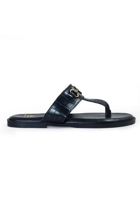 Buy Domani Black Textured Louis Embossed Leather Slippers Online at Aza Fashions Buy_Domani_Black Textured Louis Embossed Leather Slippers _Online_at_Aza_Fashions