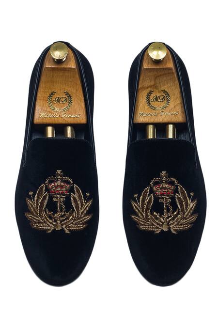 Buy Domani Black Embroidered The Nautical Slip-on Loafers Online at Aza Fashions Buy_Domani_Black Embroidered The Nautical Slip-on Loafers _Online_at_Aza_Fashions