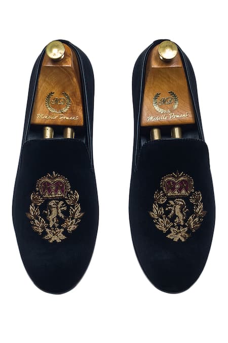 Buy Domani Black Embroidered Velvet Loafers Online at Aza Fashions Buy_Domani_Black Embroidered Velvet Loafers _Online_at_Aza_Fashions
