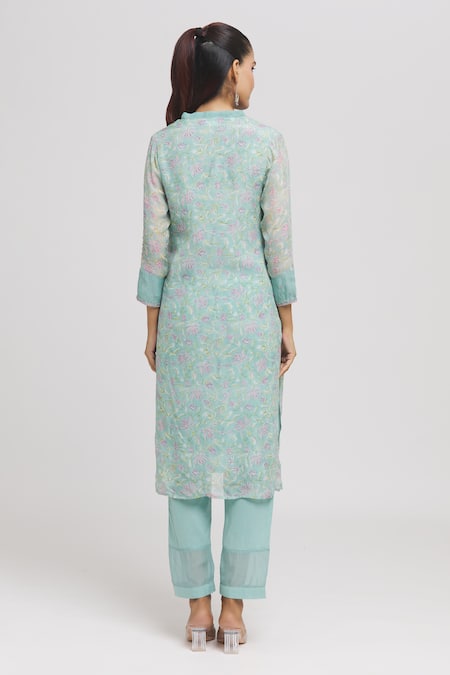 Missprint Floral Hand Block Print Kurta Pant Set