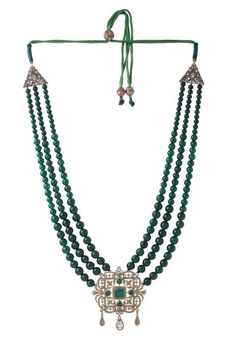Buy_Cosa Nostraa_Green Elegant Triple Layered Mala _Online_at_Aza_Fashions