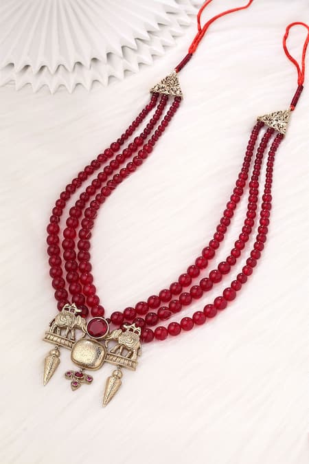 Shop_Cosa Nostraa_Red Vigour Of Warrior Mala _at_Aza_Fashions