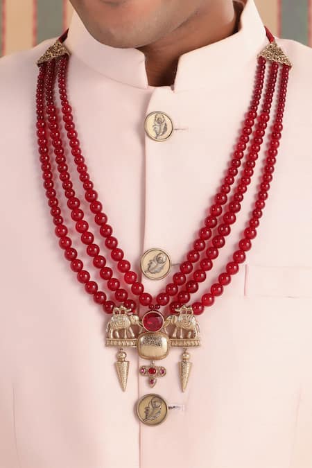 Cosa Nostraa_Red Vigour Of Warrior Mala _Online_at_Aza_Fashions
