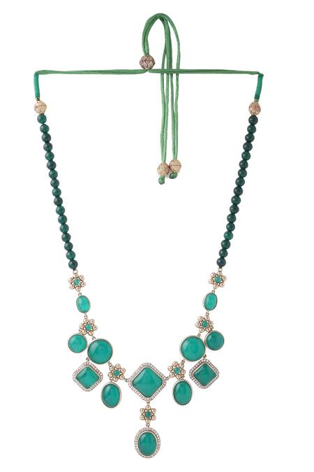 Buy_Cosa Nostraa_Green Eclectic Charm Embellished Mala _Online_at_Aza_Fashions