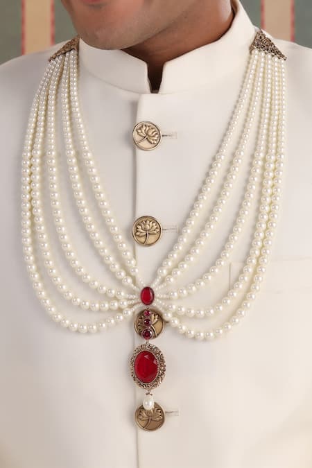 Cosa Nostraa_White Pure Power Layered Mala _Online_at_Aza_Fashions