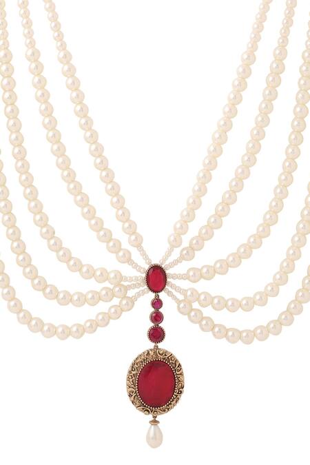 Shop_Cosa Nostraa_White Pure Power Layered Mala _Online_at_Aza_Fashions