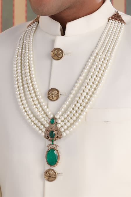 Cosa Nostraa_White Glory Layered Embellished Mala _Online_at_Aza_Fashions