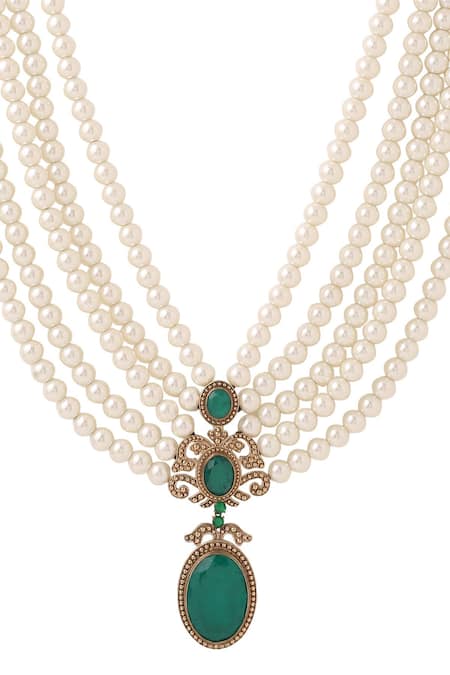 Shop_Cosa Nostraa_White Glory Layered Embellished Mala _Online_at_Aza_Fashions