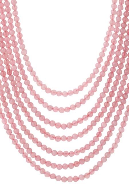 Shop Cosa Nostraa Peach Soft Shimmer Layered Mala Online at Aza Fashions Shop_Cosa Nostraa_Peach Soft Shimmer Layered Mala _Online_at_Aza_Fashions