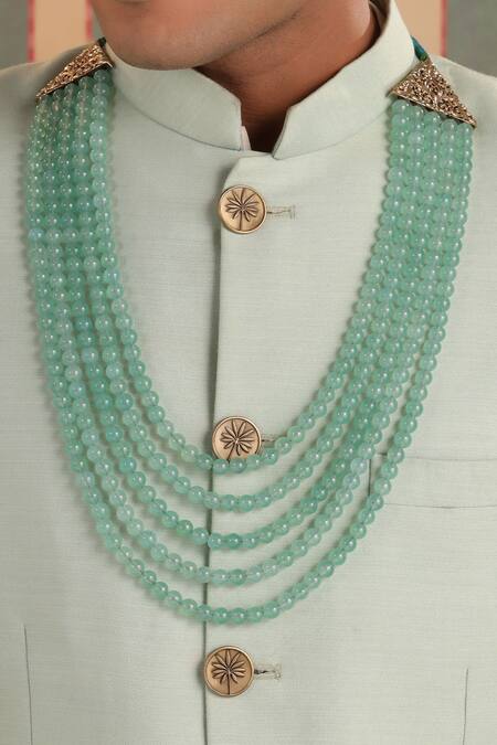 Cosa Nostraa_Green Royal Courage Layered Mala _Online_at_Aza_Fashions