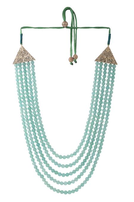 Buy_Cosa Nostraa_Green Royal Courage Layered Mala _Online_at_Aza_Fashions