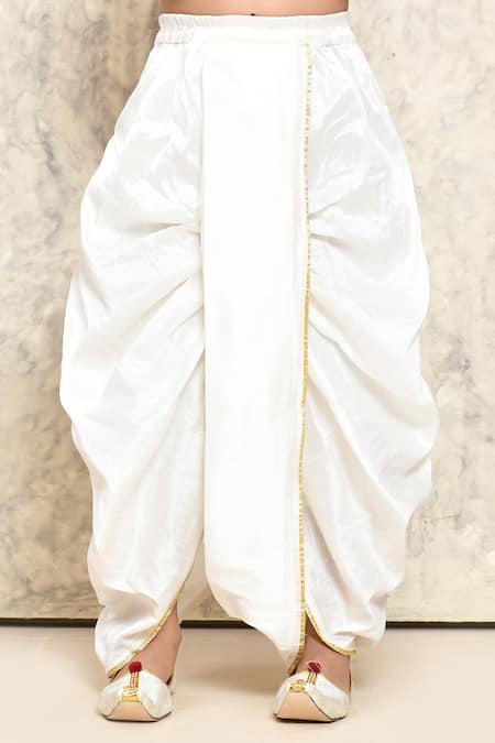 Petite Pomme_Gray Cotton Embroidery Chikankari Work Kurta And Dhoti Pant Set _at_Aza_Fashions