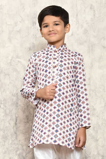 Buy_Petite Pomme_Multi Color Polyester Sequins Jewel Motif Print Thread Work Kurta Set _Online_at_Aza_Fashions