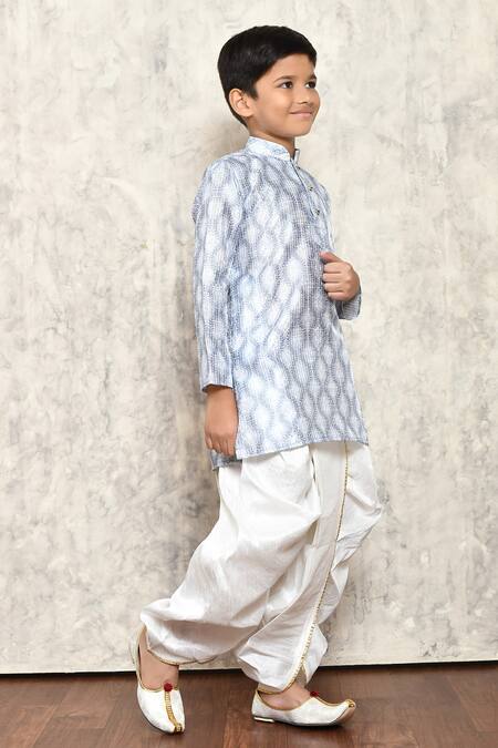 Shop_Petite Pomme_Grey Polyester Embroidery Vine Print Kurta And Dhoti Pant Set _Online_at_Aza_Fashions