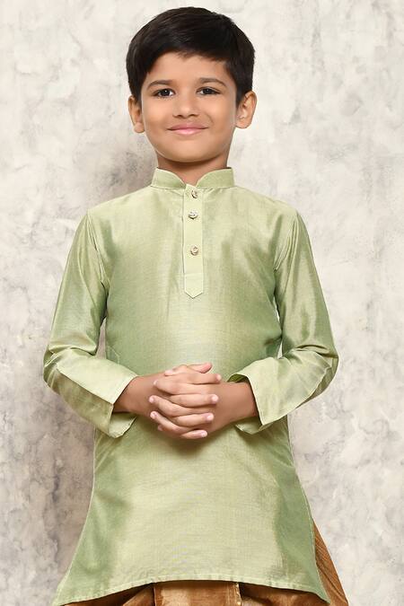 Buy Petite Pomme Green Cotton, Silk Kurta Dhoti Pant Set Online at Aza Fashions Buy_Petite Pomme_Green Cotton, Silk Kurta Dhoti Pant Set _Online_at_Aza_Fashions