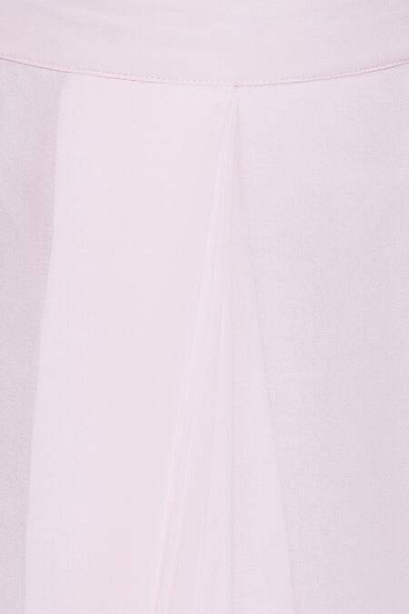 Little Bansi Pink Georgette Lace, Embroidery Border Pre-draped Saree With Woven Blouse at Aza Fashions Little Bansi_Pink Georgette Lace, Embroidery Border Pre-draped Saree With Woven Blouse_at_Aza_Fashions