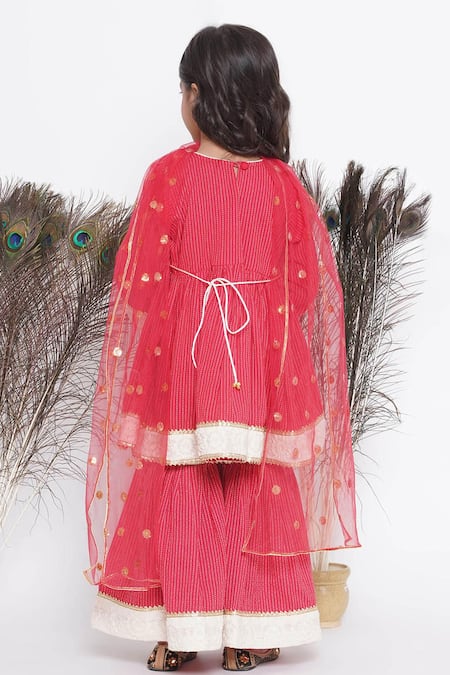 Little Bansi Floral Embroidered Placement Peplum Kurta Sharara Set 