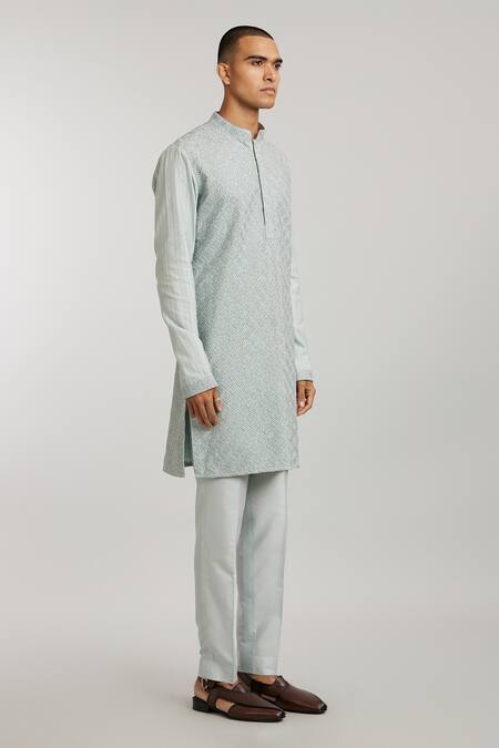 Buy Bubber Couture Grey Cotton, Silk Embroidery Franco Kurta With Pant Online at Aza Fashions Buy_Bubber Couture_Grey Cotton, Silk Embroidery Franco Kurta With Pant _Online_at_Aza_Fashions