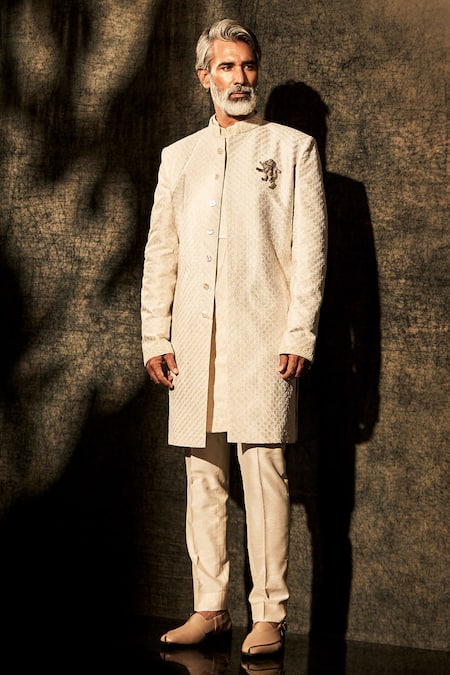 BUBBER COUTURE Leandro Starrio Embroidered Silk Sherwani 