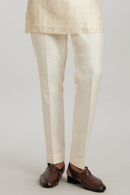 Bubber Couture_Off White Silk Renato Geometric Print Kurta With Pant _Online_at_Aza_Fashions