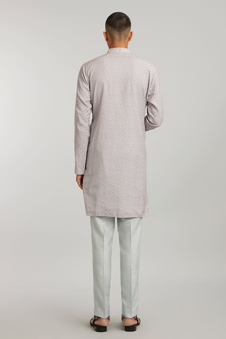 Shop Bubber Couture Purple Cotton Sandro Houndstooth Print Kurta With Pant at Aza Fashions Shop_Bubber Couture_Purple Cotton Sandro Houndstooth Print Kurta With Pant _at_Aza_Fashions