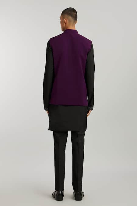 Bubber Couture Wine Woven Bundi Jacket 